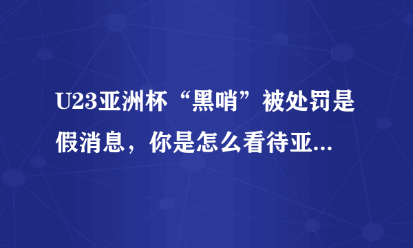 U23亚洲杯“黑哨”被处罚是假消息，你是怎么看待亚足联的决定？