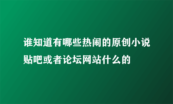 谁知道有哪些热闹的原创小说贴吧或者论坛网站什么的