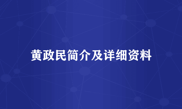 黄政民简介及详细资料