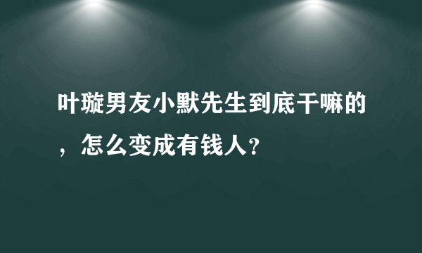 叶璇男友小默先生到底干嘛的，怎么变成有钱人？