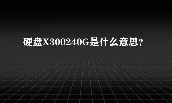 硬盘X300240G是什么意思？