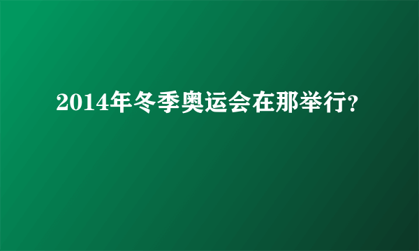 2014年冬季奥运会在那举行？