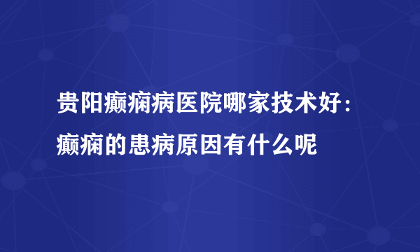 贵阳癫痫病医院哪家技术好：癫痫的患病原因有什么呢