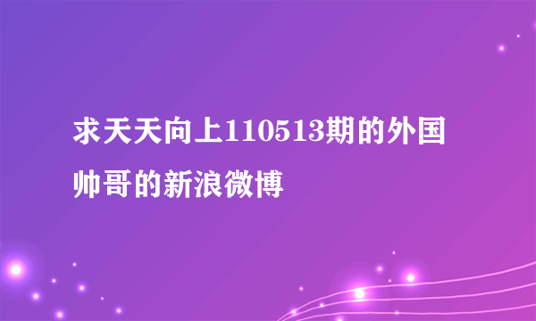 求天天向上110513期的外国帅哥的新浪微博