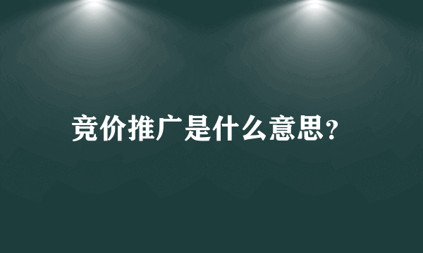 竞价推广是什么意思？