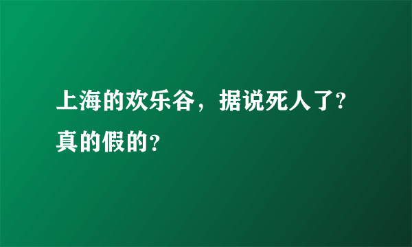 上海的欢乐谷，据说死人了? 真的假的？