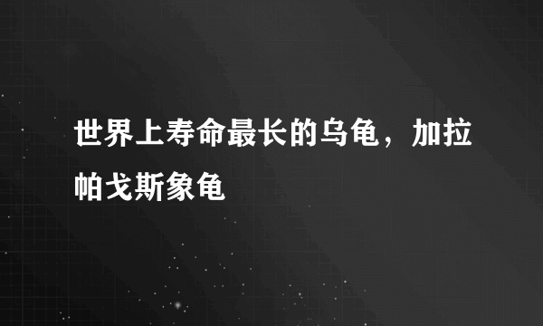 世界上寿命最长的乌龟，加拉帕戈斯象龟