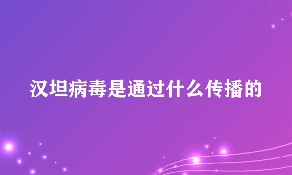 汉坦病毒是通过什么传播的