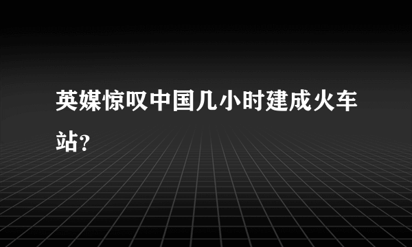 英媒惊叹中国几小时建成火车站？