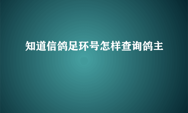 知道信鸽足环号怎样查询鸽主