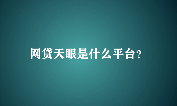 网贷天眼是什么平台？