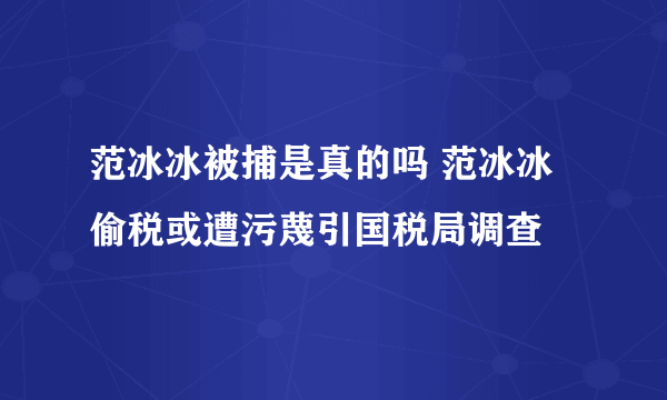 范冰冰被捕是真的吗 范冰冰偷税或遭污蔑引国税局调查