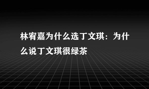 林宥嘉为什么选丁文琪：为什么说丁文琪很绿茶