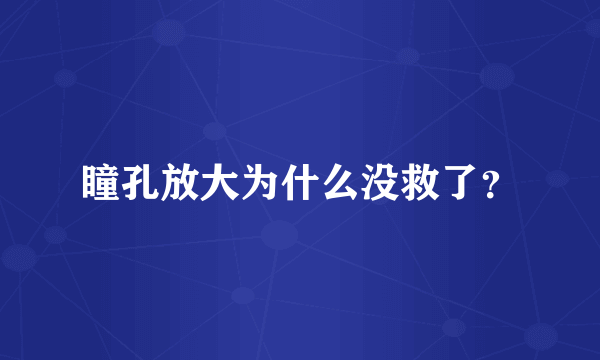 瞳孔放大为什么没救了？