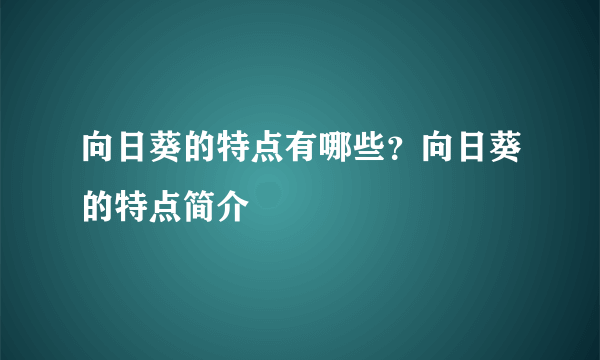 向日葵的特点有哪些？向日葵的特点简介