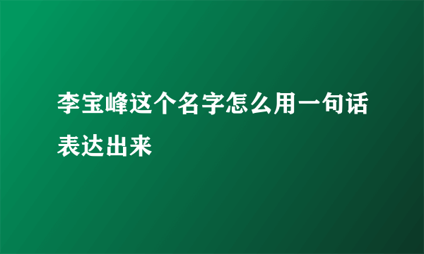 李宝峰这个名字怎么用一句话表达出来