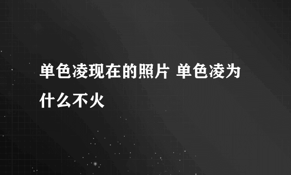 单色凌现在的照片 单色凌为什么不火