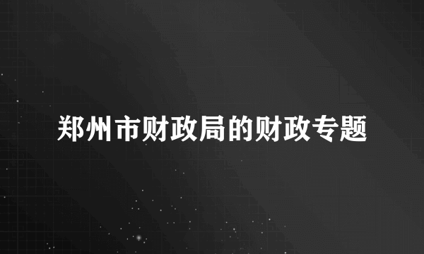 郑州市财政局的财政专题