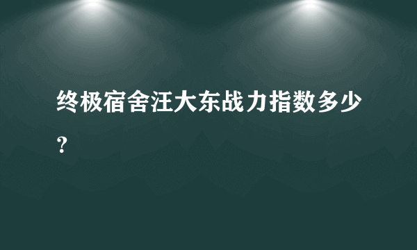 终极宿舍汪大东战力指数多少？