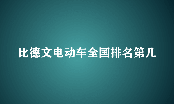 比德文电动车全国排名第几