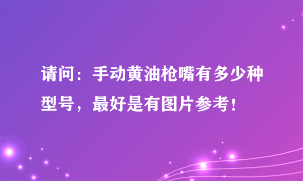 请问：手动黄油枪嘴有多少种型号，最好是有图片参考！