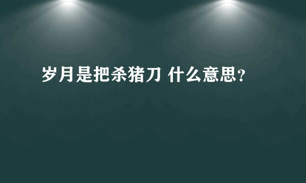 岁月是把杀猪刀 什么意思？