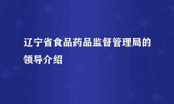 辽宁省食品药品监督管理局的领导介绍