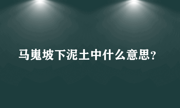 马嵬坡下泥土中什么意思？