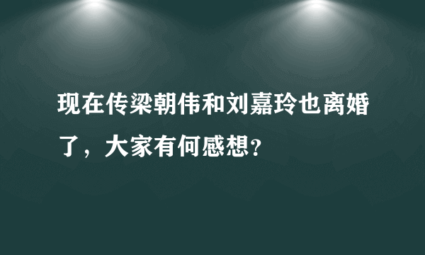 现在传梁朝伟和刘嘉玲也离婚了，大家有何感想？