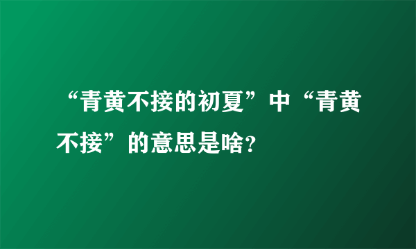 “青黄不接的初夏”中“青黄不接”的意思是啥？