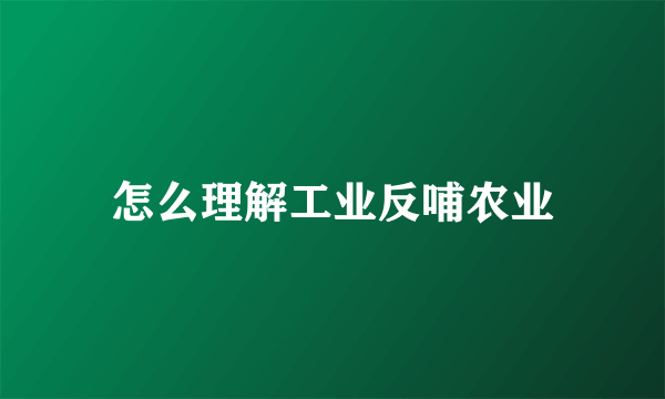 怎么理解工业反哺农业