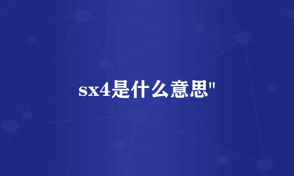 sx4是什么意思