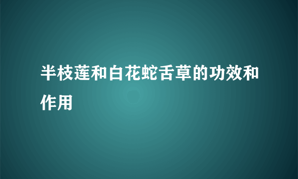 半枝莲和白花蛇舌草的功效和作用