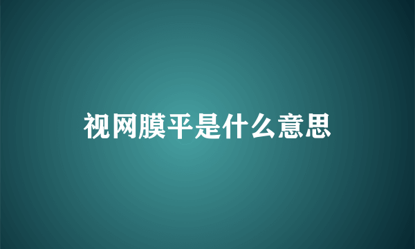 视网膜平是什么意思