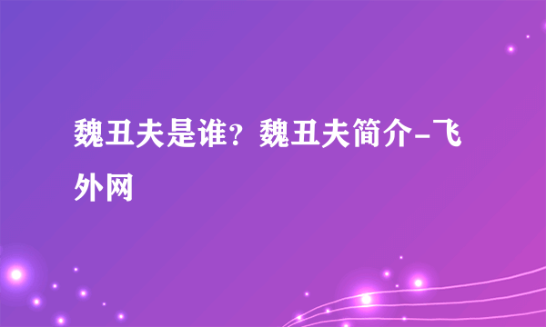 魏丑夫是谁？魏丑夫简介-飞外网