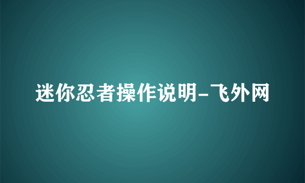 迷你忍者操作说明-飞外网