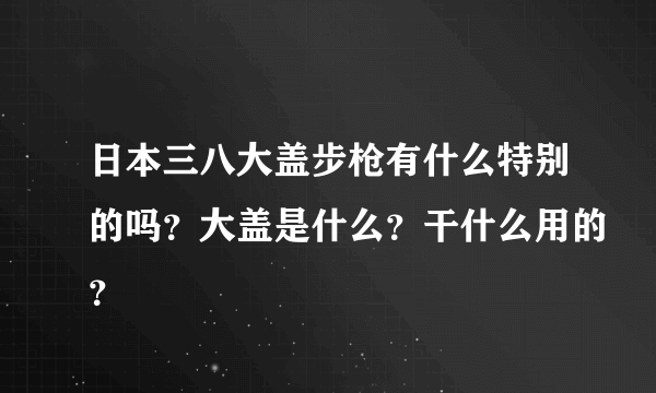 日本三八大盖步枪有什么特别的吗？大盖是什么？干什么用的？