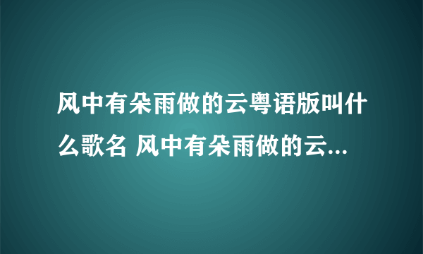 风中有朵雨做的云粤语版叫什么歌名 风中有朵雨做的云粤语版歌词