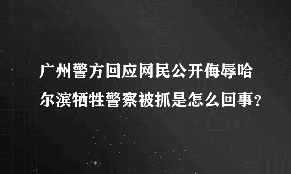 广州警方回应网民公开侮辱哈尔滨牺牲警察被抓是怎么回事？