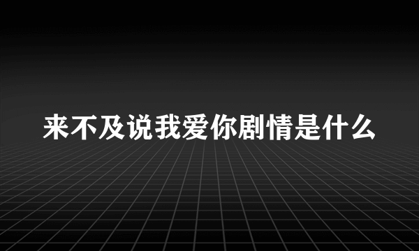 来不及说我爱你剧情是什么