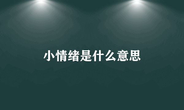 小情绪是什么意思