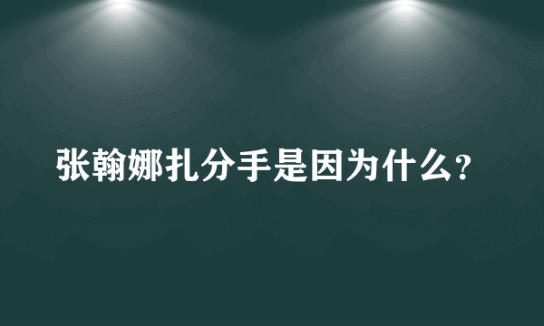 张翰娜扎分手是因为什么？