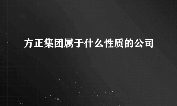 方正集团属于什么性质的公司