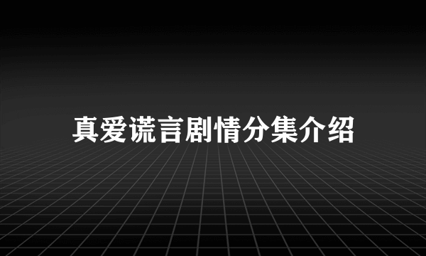 真爱谎言剧情分集介绍