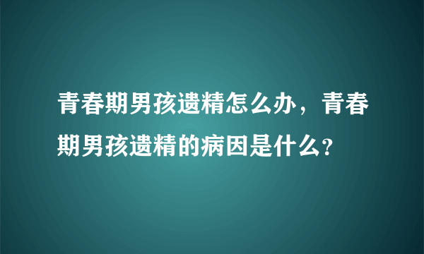 青春期男孩遗精怎么办，青春期男孩遗精的病因是什么？