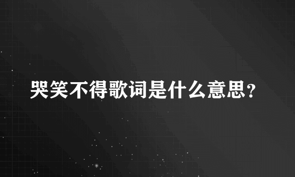 哭笑不得歌词是什么意思？