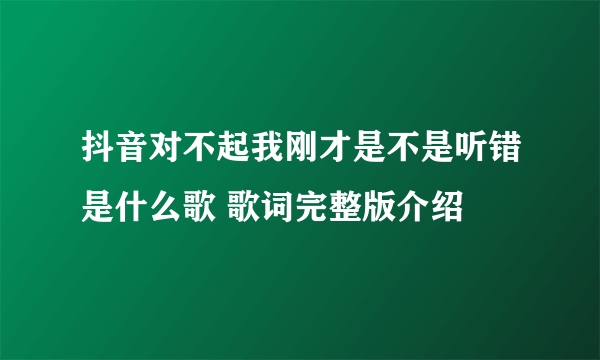 抖音对不起我刚才是不是听错是什么歌 歌词完整版介绍