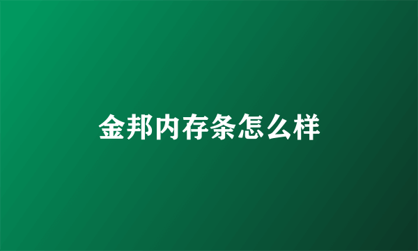 金邦内存条怎么样