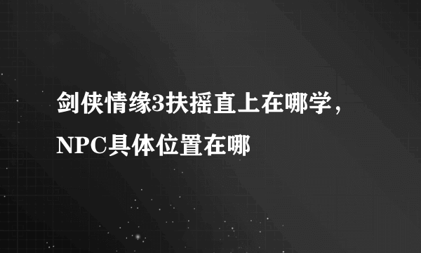 剑侠情缘3扶摇直上在哪学，NPC具体位置在哪