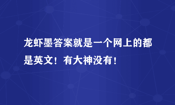 龙虾墨答案就是一个网上的都是英文！有大神没有！